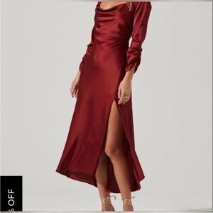Astr Burgundy Long Sleeve Dress